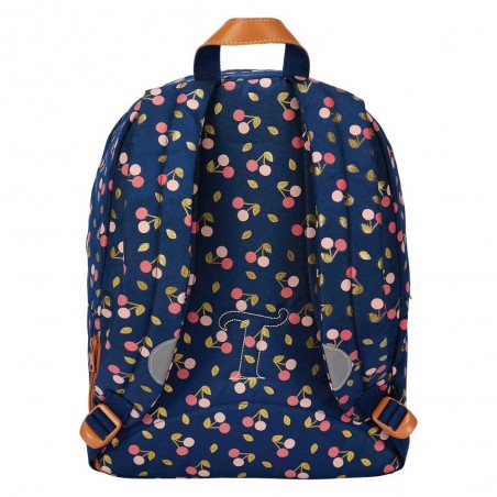 Sac à dos fille TANN'S L "Alexa" bleu marine imprimé cerises | Cartable scolaire fille