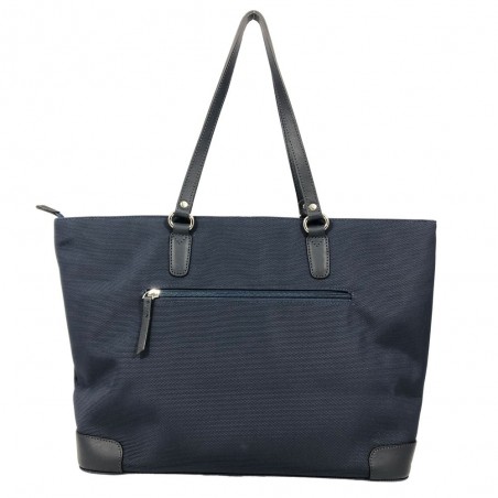 Sac femme type cabas nylon et cuir KATANA bleu marine