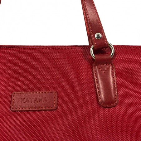 Sac femme type cabas nylon et cuir KATANA rouge