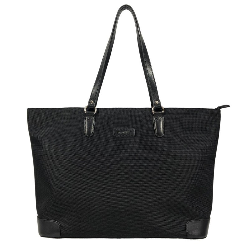 Sac cabas nylon et cuir noir