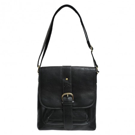 Sac gibecière femme en cuir KATANA noir | Sac bandoulière femme qualité style classique pas cher