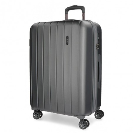 Valise extensible 75cm MOVOM "Wood" anthracite | Bagage grande dimension voyage 2 semaines