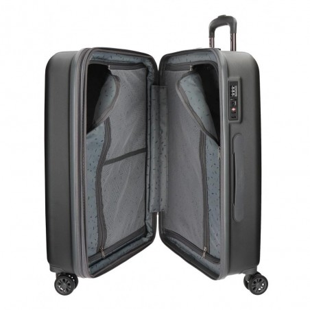 Valise extensible 75cm MOVOM "Wood" anthracite | Bagage grande dimension voyage 2 semaines