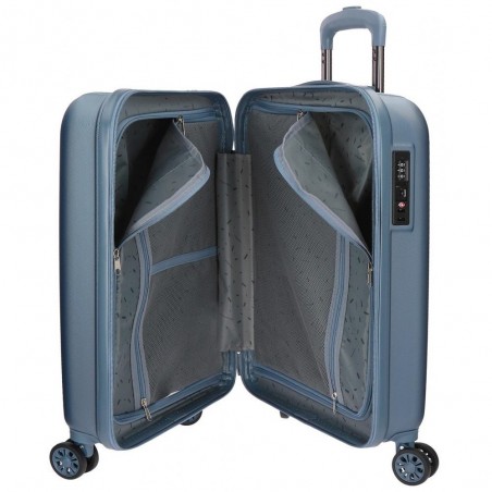 Valise cabine 55cm MOVOM "Wood" bleu silver | Bagage à main avion pas cher