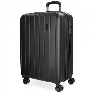 Valise extensible 65cm MOVOM "Wood" noir | Bagage taille moyenne séjour 1 semaine pas cher