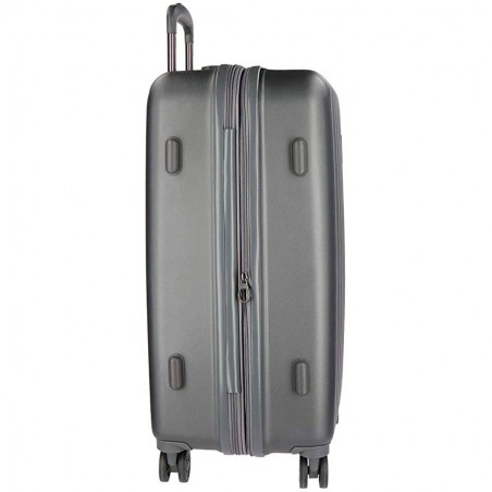 Valise extensible 65cm MOVOM "Wood" gris | Bagage taille moyenne séjour 1 semaine pas cher