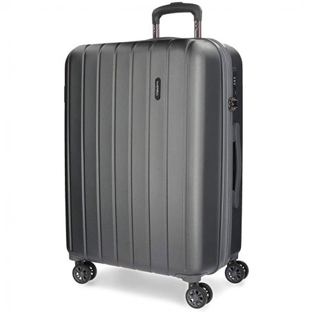 Valise extensible 65cm MOVOM "Wood" gris | Bagage taille moyenne séjour 1 semaine pas cher
