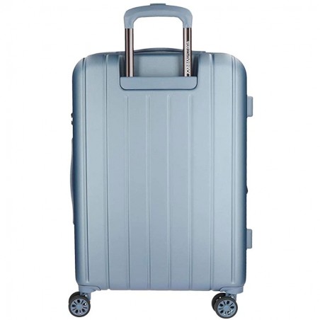 Valise extensible 65cm MOVOM "Wood" bleu | Bagage taille moyenne séjour 1 semaine pas cher