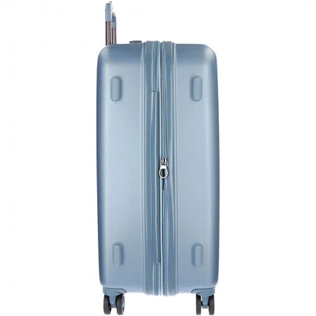 Valise extensible 65cm MOVOM "Wood" bleu | Bagage taille moyenne séjour 1 semaine pas cher