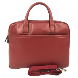 Cartable femme en cuir 2 cpts KATANA rouge | Sacoche porte-ordinateur femme pas cher