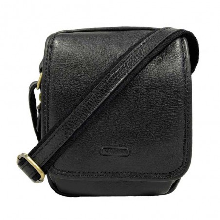 Sacoche bandoulière homme en cuir gras KATANA noir | Pochette homme pas cher