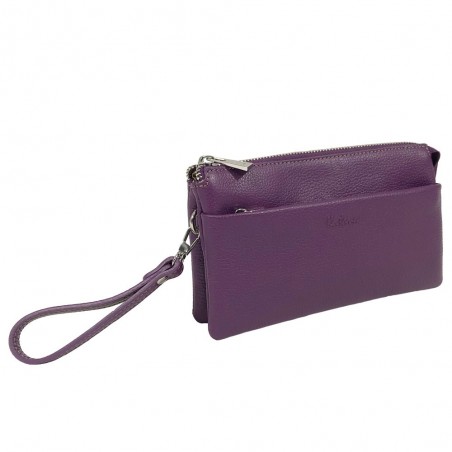 Pochette femme multifonctions en cuir KATANA violet | Petit sac cérémonie pas cher