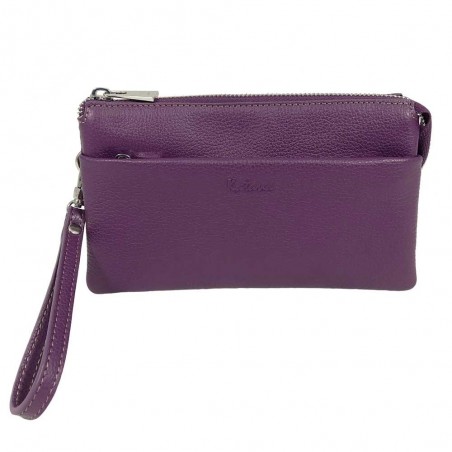 Pochette femme multifonctions en cuir KATANA violet | Petit sac cérémonie pas cher