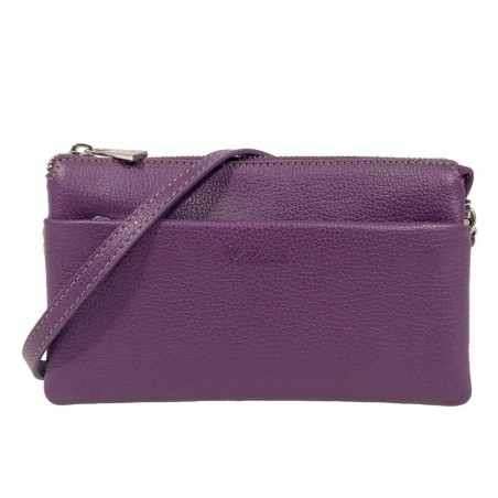 Pochette femme multifonctions en cuir KATANA violet | Petit sac cérémonie pas cher