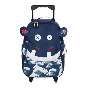 Valise trolley enfant LES DÉGLINGOS "Hippipos l'hippopotame" | Valise garçon petit format cabine originale pas chère
