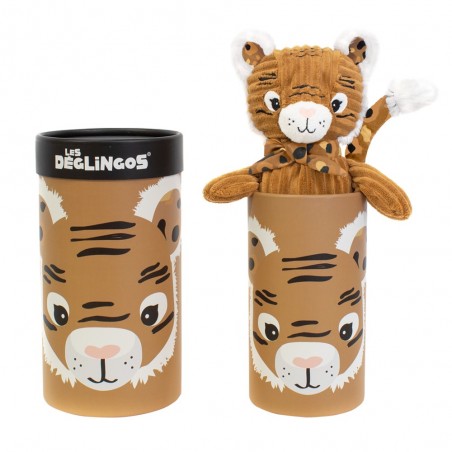 Peluche grand simply en boîte LES DÉGLINGOS "Spéculos le tigre"