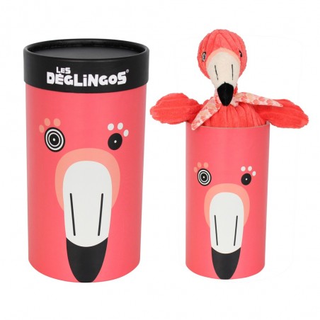 Peluche grand simply en boîte LES DÉGLINGOS "Flamingos le flamant rose"