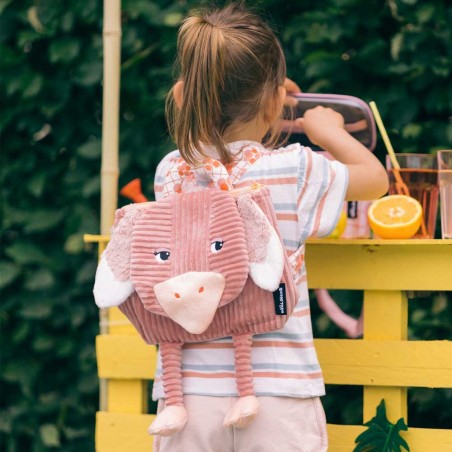 Sac à dos velours LES DÉGLINGOS "Pomelos l'autruche"