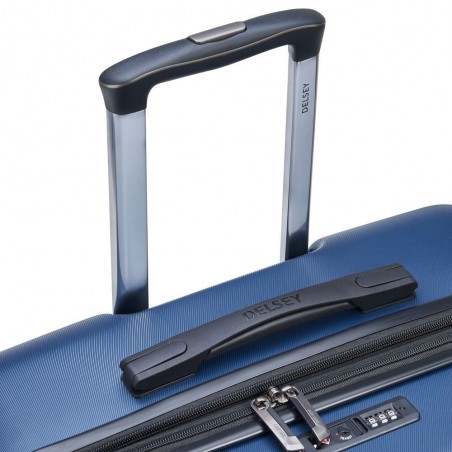 Valise extensible 77cm DELSEY "Air Armour" bleu nuit | Bagage grande taille solide qualité marque française