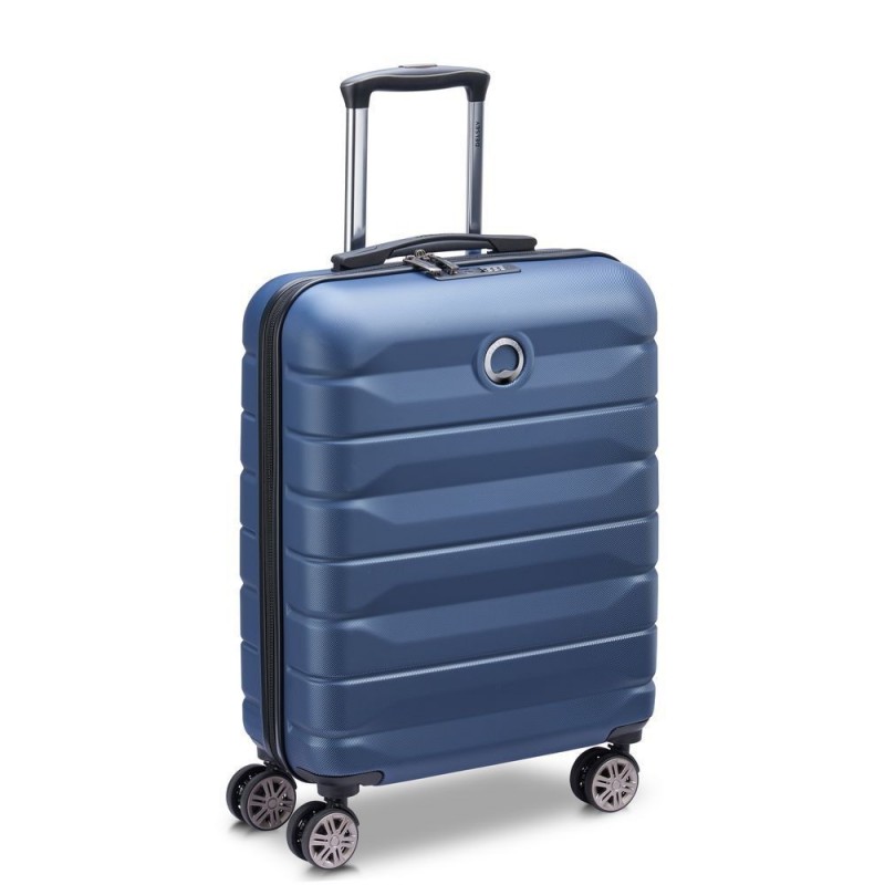 Valise cabine slim DELSEY "Air Armour" bleu nuit | Bagage petite taille solide qualité marque française