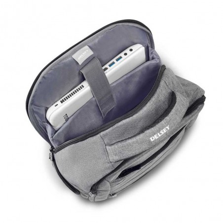 Sac à dos 2 cpts ordinateur 15 pouces DELSEY "Voyager" gris | Bagage professionnel loisirs