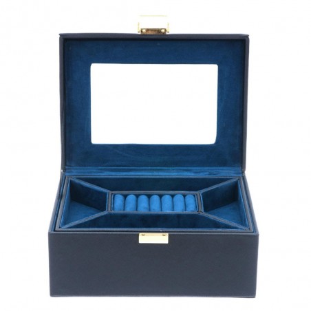 Coffret à bijoux DAVIDTS "Flower" noir/bleu | Boîte à bijoux femme haut de gamme Coffret à bijoux DAVIDTS "Flower" noir/bleu | Boîte à bijoux femme haut de gamme