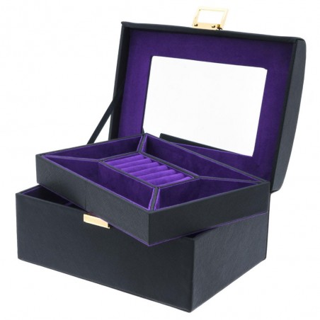 Coffret à bijoux DAVIDTS "Flower" noir/violet | Boîte à bijoux femme haut de gamme