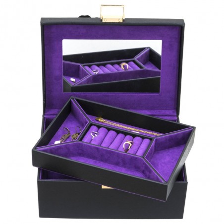 Coffret à bijoux DAVIDTS "Flower" noir/violet | Boîte à bijoux femme haut de gamme