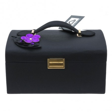 Coffret à bijoux DAVIDTS "Flower" noir/violet | Boîte à bijoux femme haut de gamme
