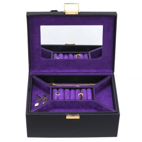 Coffret à bijoux DAVIDTS "Flower" noir/violet | Boîte à bijoux femme haut de gamme