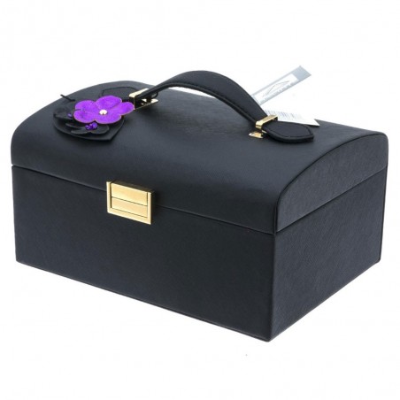 Coffret à bijoux DAVIDTS "Flower" noir/violet | Boîte à bijoux femme haut de gamme