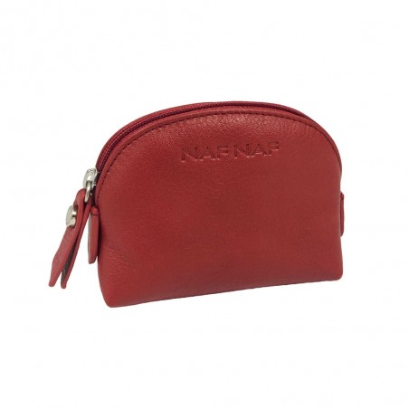 Porte-monnaie en cuir NAF NAF "Dahlia" rouge carmin | Bourse femme qualité marque française