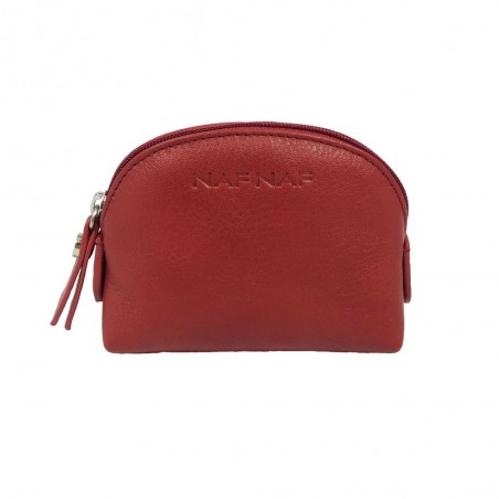 Porte-monnaie en cuir NAF NAF "Dahlia" rouge carmin | Bourse femme qualité marque française