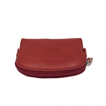 Porte-monnaie en cuir NAF NAF "Dahlia" rouge carmin | Bourse femme qualité marque française