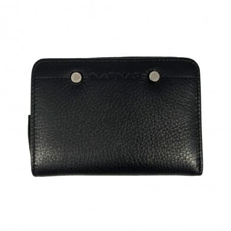 Portefeuille compact en cuir NAF NAF "Dahlia" noir | Porte-monnaie tout-en-un femme qualité marque française