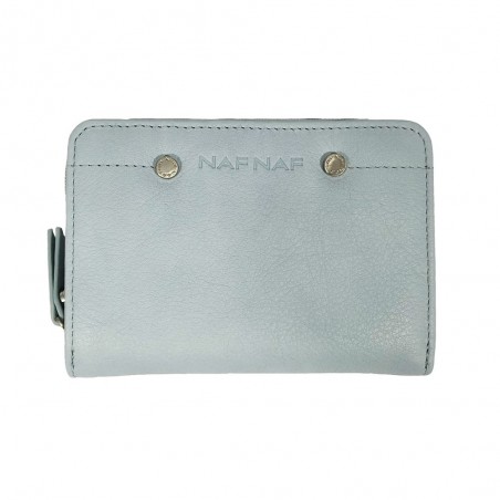 Portefeuille compact en cuir NAF NAF "Dahlia" bleu | Porte-monnaie tout-en-un femme qualité marque française Portefeuille compact en cuir NAF NAF "Dahlia" bleu | Porte-monnaie tout-en-un femme qualité marque française