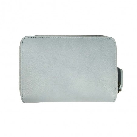 Portefeuille compact en cuir NAF NAF "Dahlia" bleu | Porte-monnaie tout-en-un femme qualité marque française