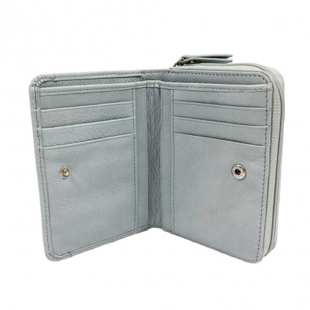 Portefeuille compact en cuir NAF NAF "Dahlia" bleu | Porte-monnaie tout-en-un femme qualité marque française Portefeuille compact en cuir NAF NAF "Dahlia" bleu | Porte-monnaie tout-en-un femme qualité marque française