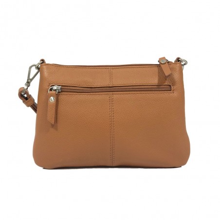 Sac pochette en cuir NAF NAF "Camélia" camel | Sac à main marque française qualité