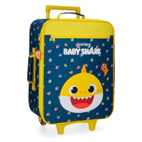 Valise souple BABY SHARK "My Good Friend" bleu/jaune | Bagage cabine ludique pas cher