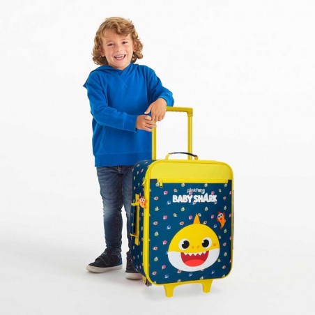 Valise souple BABY SHARK "My Good Friend" bleu/jaune | Bagage cabine ludique pas cher