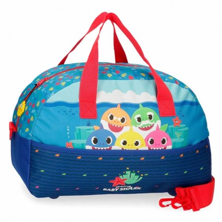 Sac de voyage enfant BABY SHARK "Happy Family" bleu | Bagage enfant rigolo ludique pas cher