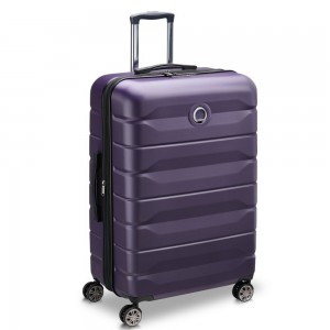 Valise extensible 77cm DELSEY "Air Armour" violet foncé | Bagage grande taille solide marque française