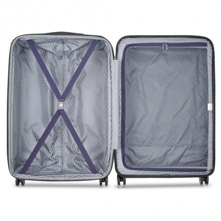 Valise extensible 77cm DELSEY "Air Armour" violet foncé | Bagage grande taille solide marque française