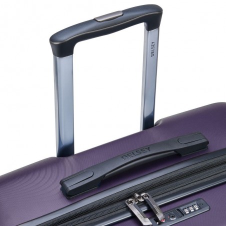 Valise extensible 77cm DELSEY "Air Armour" violet foncé | Bagage grande taille solide marque française