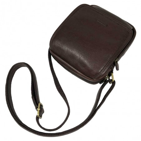 Sacoche homme en cuir gras KATANA marron foncé | Pochette homme cuir véritable pas cher