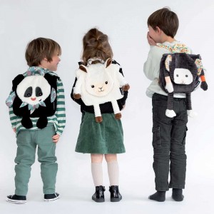 Sac à dos velours LES DÉGLINGOS "Rototos le panda" | Sac crèche maternelle original