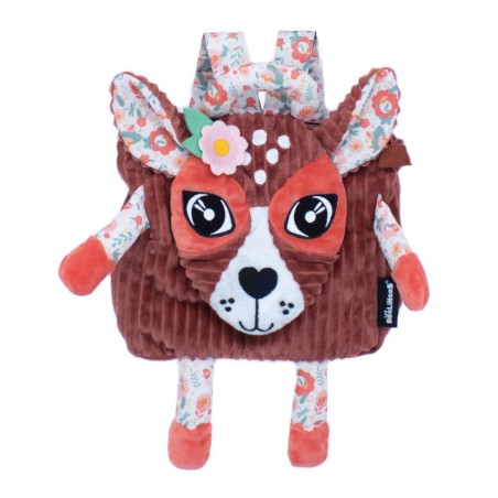 Sac à dos velours LES DÉGLINGOS "Mélimélos la biche" Sac à dos velours LES DÉGLINGOS "Mélimélos la biche"