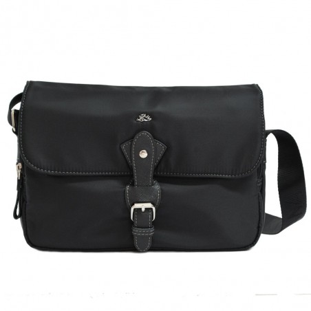 Sac à main besace nylon et cuir KATANA Noir Sac à main besace nylon et cuir KATANA Noir