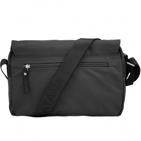 Sac à main besace nylon et cuir KATANA Noir